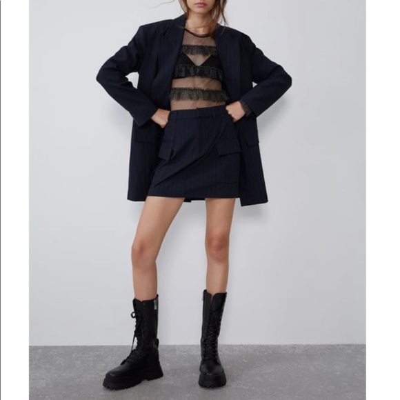 Zara Pinstripe Mini Skirt - Picture 2 of 6